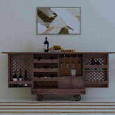 Monstro Solid Sheesham Wood Bar Trolley (Walnut Finish)